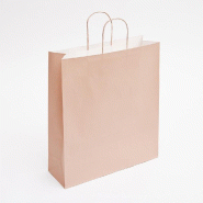 Sac kraft rose poudré poignées torsadées coordonnées 36x12x41 cm - par 50