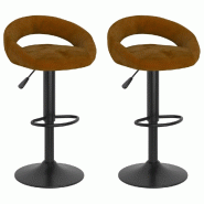 VidaXL Tabourets de bar lot de 2 marron velours Modèle Nova Premium - 333267