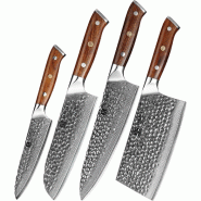 XinZuo - Set de couteaux Damas 4 pièces - Série B13D Yu - multicolore multi-matériau B13D-A4