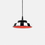 Zafferano Suspension Circus En Céramique Artisanale Italienne, Design À Rayures Noires Et Blanches Avec Intérieur Rouge, Led Intégrée 8W, Diamèt