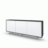 AQA Design Buffet VENBRUK 3 portes en mélamine pierre / blanche brillante L.177 P.41 H.74 MP07027 - multicolore Bois manufacturé MP07027