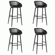 Décoshop26 - Tabourets de bar x4 chaises haute en PP et métal noir aspect de maille DEC029422 - noir 3000257367847