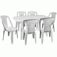 Ensemble de 6 chaises Star avec table ovale rectangulaire blanche Cayman - blanc plastique polypropylène 8050054389158