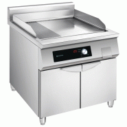 Fry-top induction avec 1/3 rainurée et 2/3 plaque lisse sur coffre 2 portes 800x700x860 mm - VIRTUS - 0615402211024
