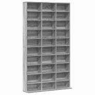 Helloshop26 - Armoire à CD multifonctionnelle rangement salon bureau 102 x 23 x 177 cm en bois d'ingénierie gris 02_0048133 - gris Bois massif 30002