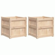 Helloshop26 - Jardinière bac lit surélevé plantes fleurs jardin terrasses lot de 2 bois de pin massif marron 02_0039049 - 3000218002138 Helloshop26 - Jardinière bac lit surélevé plantes fleurs jardin terrasses lot de 2 bois de pin massif marron 02_0039049 - 3000218002138