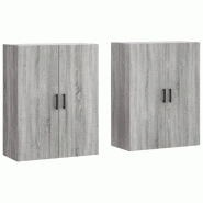 Helloshop26 - Lot de 2 armoires murales design pratique rangement 69,5 x 34 x 90 cm en bois d'ingénierie sonoma gris 02_0055367 - gris Bois massif 30