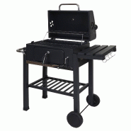 Mendler Chariot à barbecue HWC-K93, Barbecue au charbon de bois Barbecue BBQ Barbecue de jardin avec couvercle Tablettes, acier, 110x100x51cm noir -