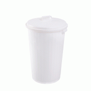 Poubelle ronde 35L blanc avec couvercle Gilac