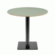 RestooTab - Table Milan T Ø70cm vert celadon chants couleur bois - vert fonte TB-MIT-R70M-VER.CEL-BOI