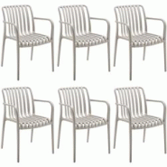 Tectake - Lot de 6 chaises de jardin ALCUDIA empilables, résistantes aux intempéries, en plastique polypropylène taupe - Réf. 406185 Tectake - Lot de 6 chaises de jardin ALCUDIA empilables, résistantes aux intempéries, en plastique polypropylène taupe - Réf. 406185