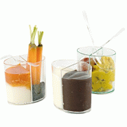 Verrine 2 compartiments PS transparent 2x6cl 6,5x6,5cm - par 300