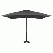 VidaXL Parasol de jardin en porte-à-faux et poteau en aluminium Modèle Atlas Évasion Élite - noir 44618