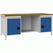 Établi bleu séc., RAL 5005 gris clair, RAL 7035 l2000xH859xP750 mm Hêtre multiplex 40 mm 2 tiroirs 2 portes BEDRUNKA+HIRTH Établi bleu séc., RAL 5005 gris clair, RAL 7035 l2000xH859xP750 mm Hêtre multiplex 40 mm 2 tiroirs 2 portes BEDRUNKA+HIRTH