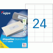 Apli Agipa – Boite Étiquettes Adhésives Blanches Multi–Usages Coins Droits – Certifié FSC – Anti-bourrage - 70 x 35 mm – 2400 Étiquettes