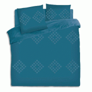 Atmosphera - Parure de lit "Vilma" 260x240cm avec 2 taies d'oreiller 63x63cm 100% coton couleur bleue - JJ4846
