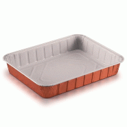 Barquette aluminium laqué cuivre intérieur blanc 1190cc 22,7x17,7x3,6cm par 100