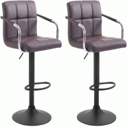 CLP Lot de 2 Tabourets de Bar Lucy  V2 en Similicuir Marron/Noir - marron polyester 315816
