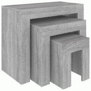 Décoshop26 - Lot de 3 tables d'appoint gigognes en bois d'ingénierie gris DEC040569 - gris Bois massif 3000265001610