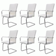 Décoshop26 - Lot de 6 chaises de salle à manger avec accoudoirs en PVC blanc et cadre en fer DEC025470 - blanc 3000255262090 Décoshop26 - Lot de 6 chaises de salle à manger avec accoudoirs en PVC blanc et cadre en fer DEC025470 - blanc 3000255262090