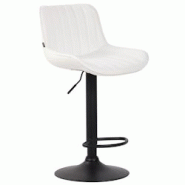 Décoshop26 - Tabouret de bar chaise haute x1 en PVC blanc coutures verticales support en métal noir 10_0005102 - blanc 3000252462936 Décoshop26 - Tabouret de bar chaise haute x1 en PVC blanc coutures verticales support en métal noir 10_0005102 - blanc 3000252462936