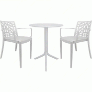 Ensemble de 2 fauteuils Matrix avec table ronde Spritz, blanc - blanc plastique polypropylène 8050054388779