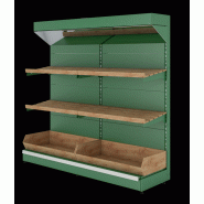 Étagères primeur pour supérettes - 2 x 2 m - Présentoir fruits et légumes avec paniers et miroir Étagères primeur pour supérettes - 2 x 2 m - Présentoir fruits et légumes avec paniers et miroir