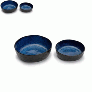MAISON TILA ART DE RECEVOIR Maison Tila Saladiers Moyen et grand de 20cm et 25cm, set de 2 pièces, Collection Lapiz - bleu Grès 3760099522728