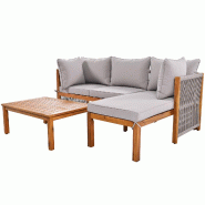 Merax salon de jardin, bois d'acacia, réglable, gris - gris multi-matériau HW24015AAA
