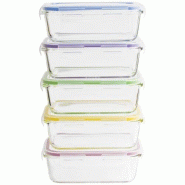 PEBBLY Set 5 Boîtes de conservation rectangulaires 0.85 L - multicolore 035-1229334