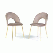 RATTATAN Lot de 2 chaises d’intérieur MARGOT DECORATE en velours, dossier galbé, pieds en métal, élégantes et modernes pour maison ou restauran RATTATAN Lot de 2 chaises d’intérieur MARGOT DECORATE en velours, dossier galbé, pieds en métal, élégantes et modernes pour maison ou restauran