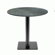 RestooTab - Table Milan T Ø70cm décor marbre jade - vert fonte TB-MIT-R70M-MB.JAD