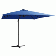 VidaXL Parasol de jardin en porte-à-faux lumières LED et mât en acier Modèle Boréal Balcon Plus - bleu 46997