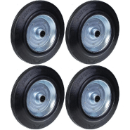 Roue 280mm 11" en caoutchouc noir avec centre en acier pressé 220kg - Lot de 4 Roue 280mm 11" en caoutchouc noir avec centre en acier pressé 220kg - Lot de 4