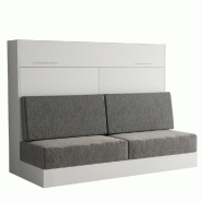 ARMOIRE LIT ESCAMOTABLE VERTIGO SOFA BLANC CANAPÉ GRIS COUCHAGE 140*200 CM