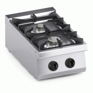 Cuistance Cuisinière gaz professionnelle 2 brûleurs – robuste et facile à nettoyer, compatible GN/GPL - gris inox 2FP700G