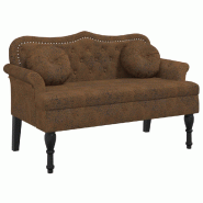 Décoshop26 - Banquette banc avec coussins et dossier capitonné 120,5 x 65 x 75 cm PVC aspect daim marron DEC024632 - marron 3000254813408 Décoshop26 - Banquette banc avec coussins et dossier capitonné 120,5 x 65 x 75 cm PVC aspect daim marron DEC024632 - marron 3000254813408