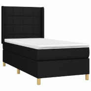 Décoshop26 - Cadre de lit LED avec sommier tête de lit matelas 80x200cm tissu noir TDL0209112 - noir 3001673782726