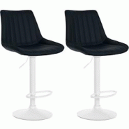 Décoshop26 - Lot de 2 tabourets de bar réglable en hauteur pivotant à 360° assise en PVC noir couture verticale pied métal blanc 10_0004425 - bla Décoshop26 - Lot de 2 tabourets de bar réglable en hauteur pivotant à 360° assise en PVC noir couture verticale pied métal blanc 10_0004425 - bla