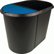 Helit Corbeille à papier Duo System, ovale, PE, noir/bleu - H6103993