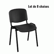 Lot de 8 chaises réunion Leo en tissu noir Lot de 8 chaises réunion Leo en tissu noir