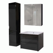 Mendler Ensemble pour salle de bain HWC-B19b, lavabo armoire de toilette armoire murale, haute brillance FSC®-certifié ~ noir - noir Bois massif 978