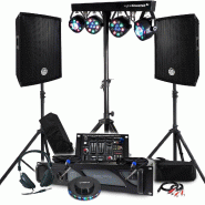 Pack Sono BM SONIC 1600W Paire d'Enceintes Passives 2x300W, Table de Mix, Portique 4 Lumières Xperformer, Pieds, OVNI LED DJ - 3666638038418