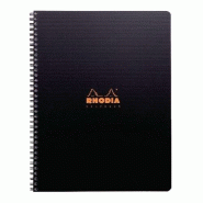 RHODIA Lot de 5 Notebook Active A4+, 160p./80 feuilles microperforées 90 g/m² reliure intégrale, perf. 9 trous, quadrillé 5x5 + cadre - noir 119900C