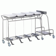 Sclessin 374.786S Chariot Porte-Sacs 4 Sacs Couvercles et Pédales Professionnel - 374.786S