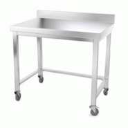 Table de travail en inox 1200 x 800 mm adossée avec renfort sur roulettes PREMIUM / GOLDINOX - gris inox 3701770806034 Table de travail en inox 1200 x 800 mm adossée avec renfort sur roulettes PREMIUM / GOLDINOX - gris inox 3701770806034