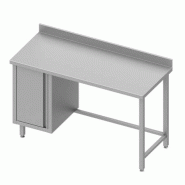 Table de travail inox adossée avec placard à gauche sans étagère 11... - P930488110