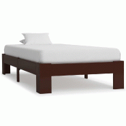 VidaXL Cadre de lit sans matelas marron foncé bois pin massif 90x200cm Modèle Jermoniax - 283298