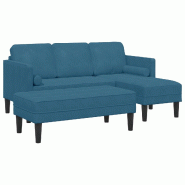 VidaXL Ensemble de Canapés avec coussin 2 pcs Bleu Polyester Modèle Vega Office Bois - Matériau naturel 3329273