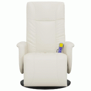 VidaXL Fauteuil inclinable de massage et repose-pieds crème similicuir Modèle Serlonora - 356513